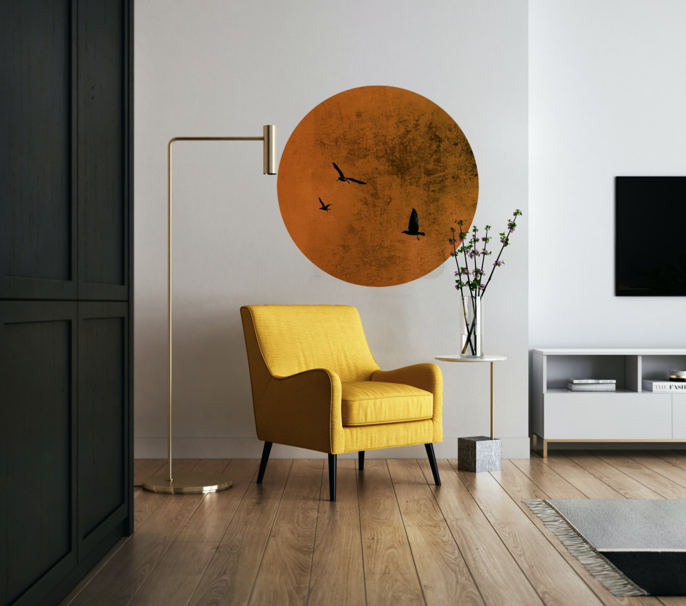 Naklejka na ścianę Grafitek na ścianie w salonie.